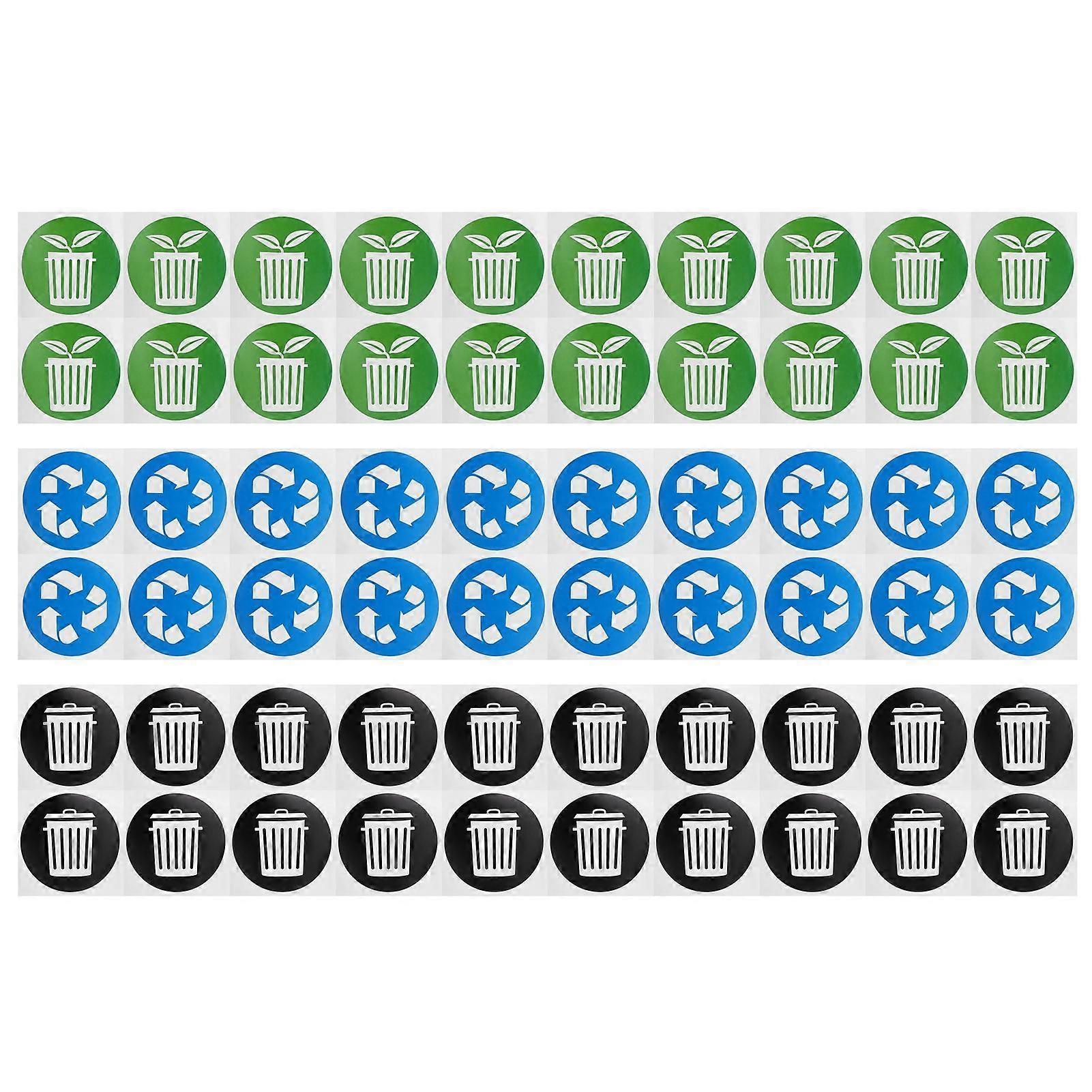 60Pcs/Set Circular Garbage Collection Identification Recycle Decal Dustbin Sticker