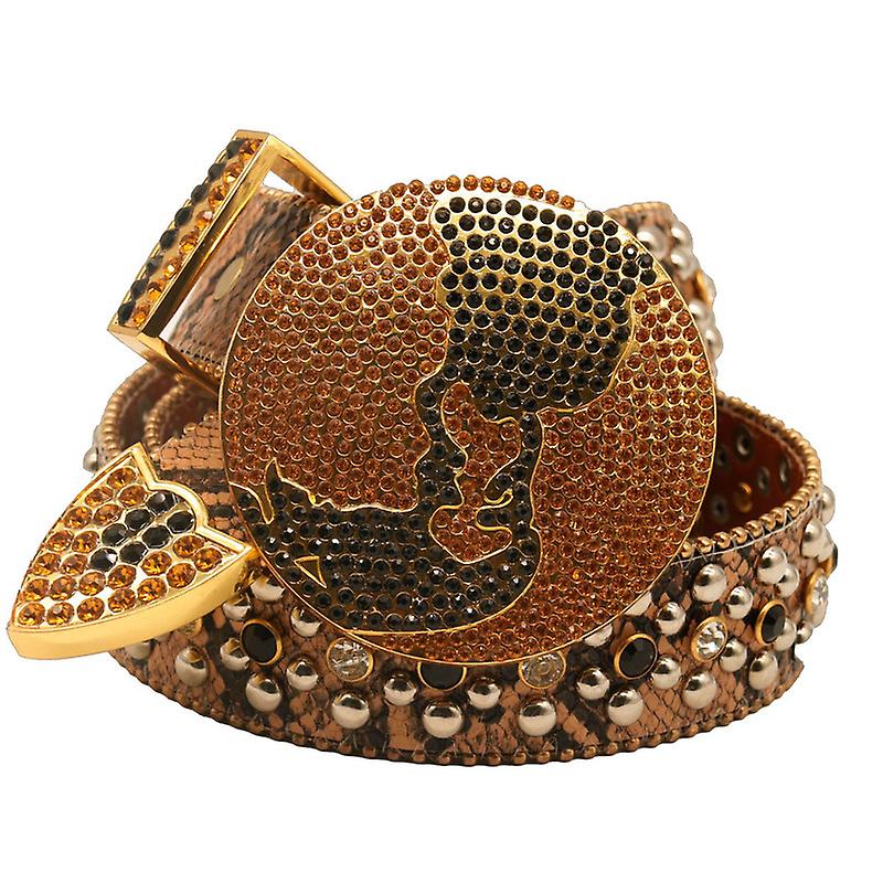 السيدات حجر الراين الغربي بلينغ رعاة البقر جوفاء الجلود حزام مرصع حجر الراين حزام