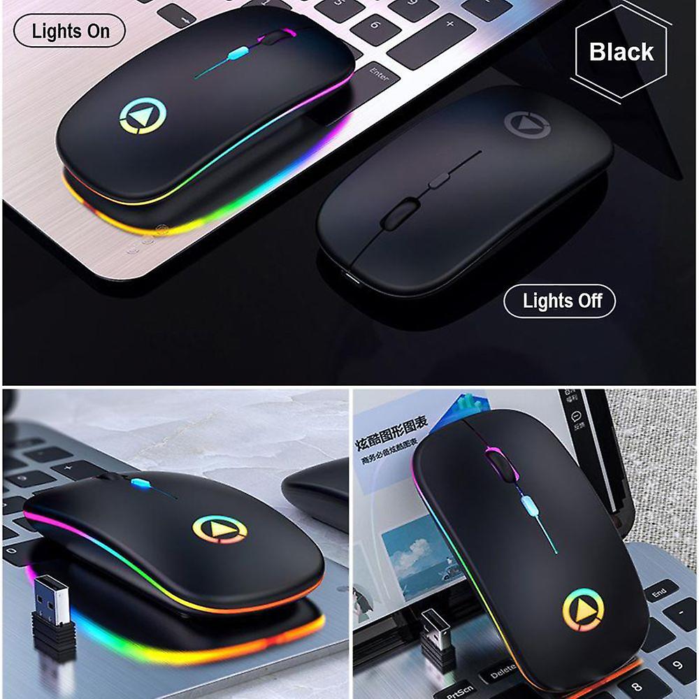 Golden Led Backlit 2.4ghz Silent Wireless Mouse Rechargeable Optical Mouse