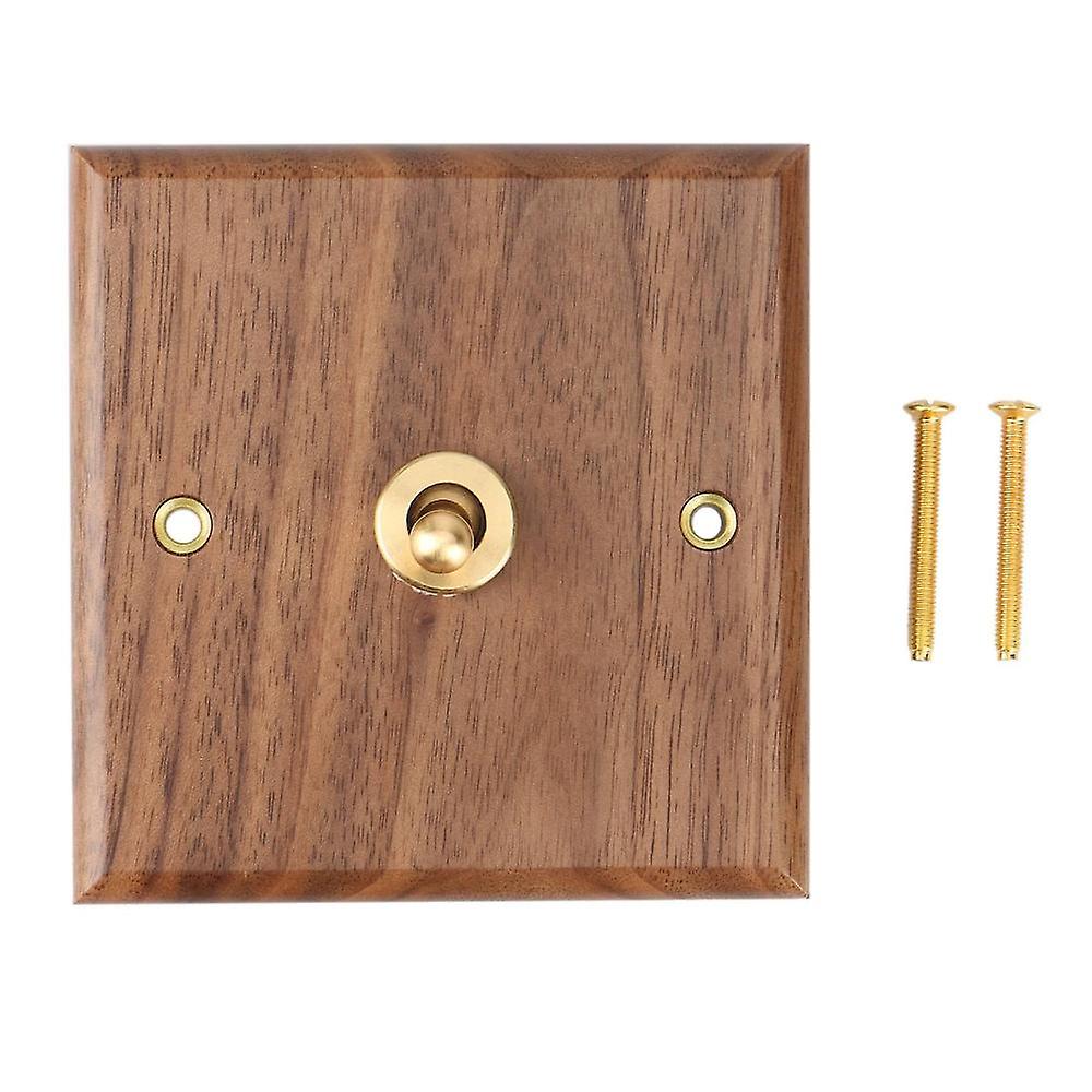 Retro American Industrial Style Light Switch Socket, Solid Wood Brass Toggle Switch Plate, Antique