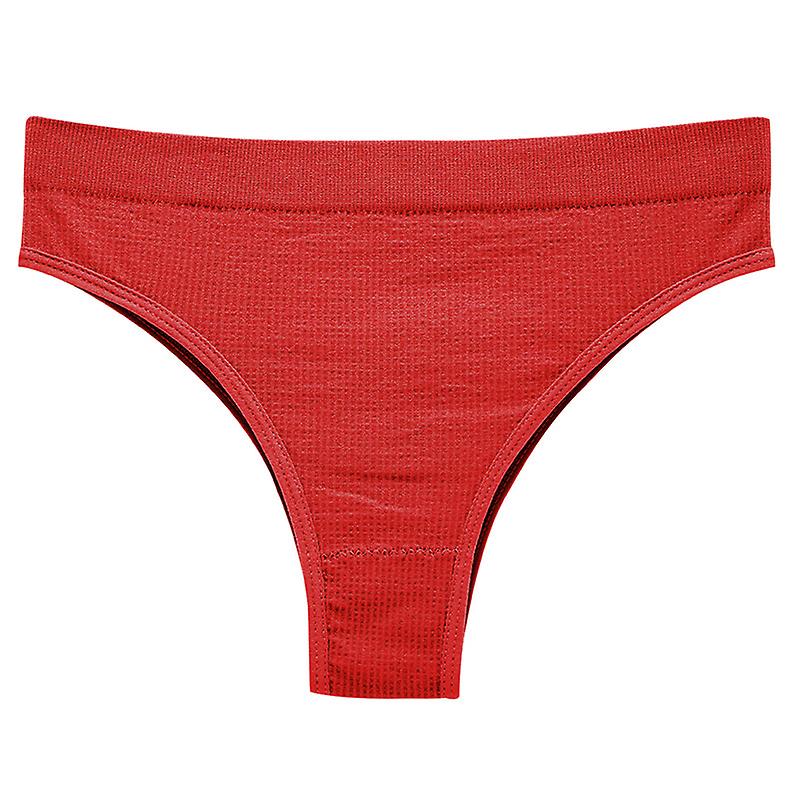 Ladies Sports Briefs Solid Color Mid Waist Sexy Thong