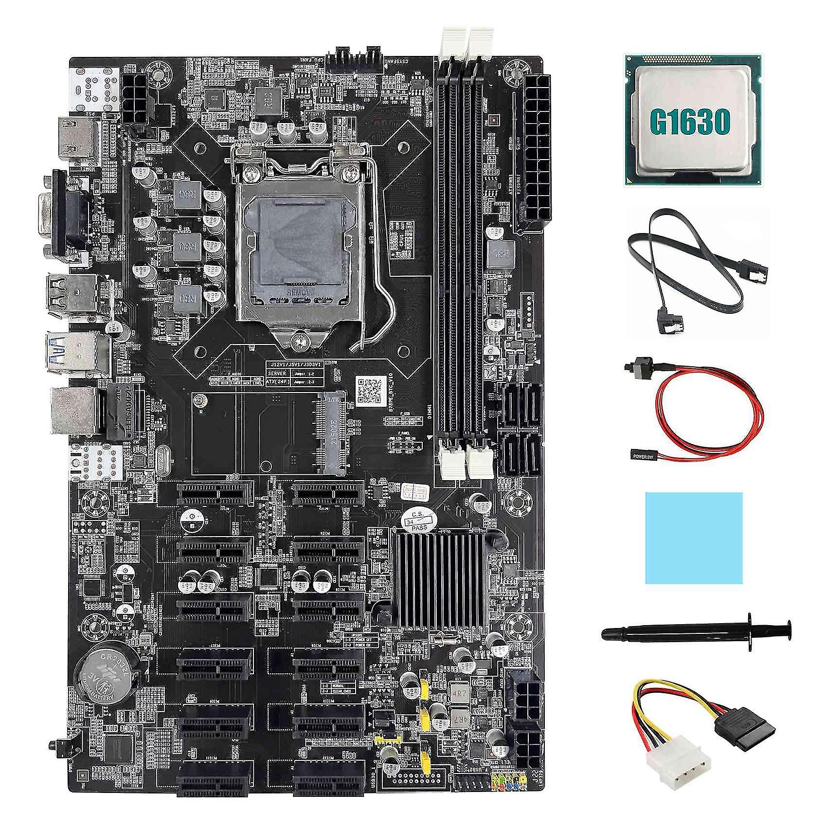 B75 12 Pcie Eth Mboard+g1630 Cpu+4pin Ide To Sata Cable+sata Cable+s Cable+
