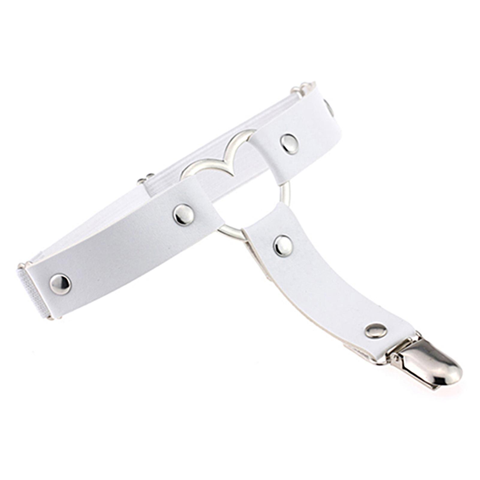 Fianao Punk Garter Solid Color Free Adjustment Faux Leather Heart Shape Leg Garter for Club