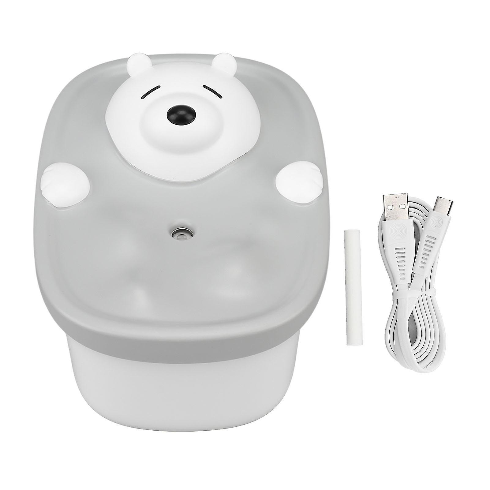 450ml Mini Desktop Humidifier Bubble Bear Shape USB Charging Moisturizing Humidifier Grey