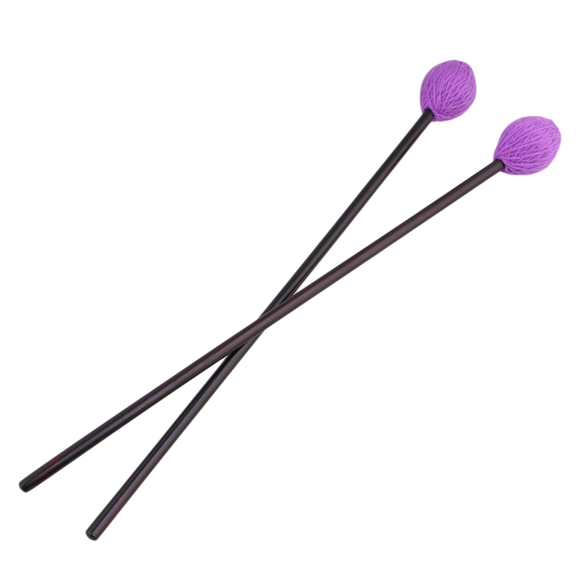 2pcs Soft Keyboard Marimba Mallets Maple Handles&Soft Purple Yarn Head