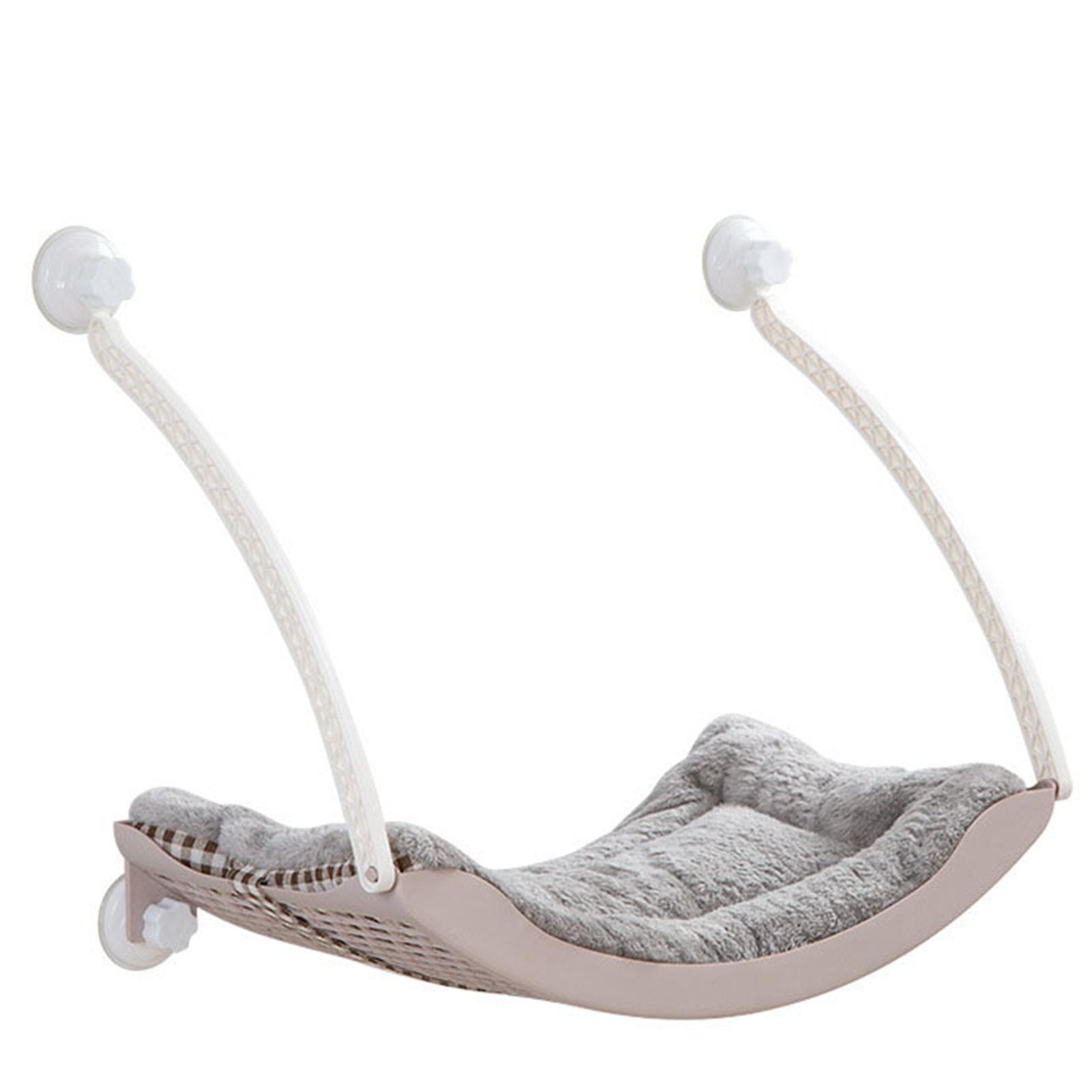 Cat Window Hammock Suspended Ventilation Grid Strong Load Bearing Velvet Cat Window Perch for Cat Lotus Root Pink