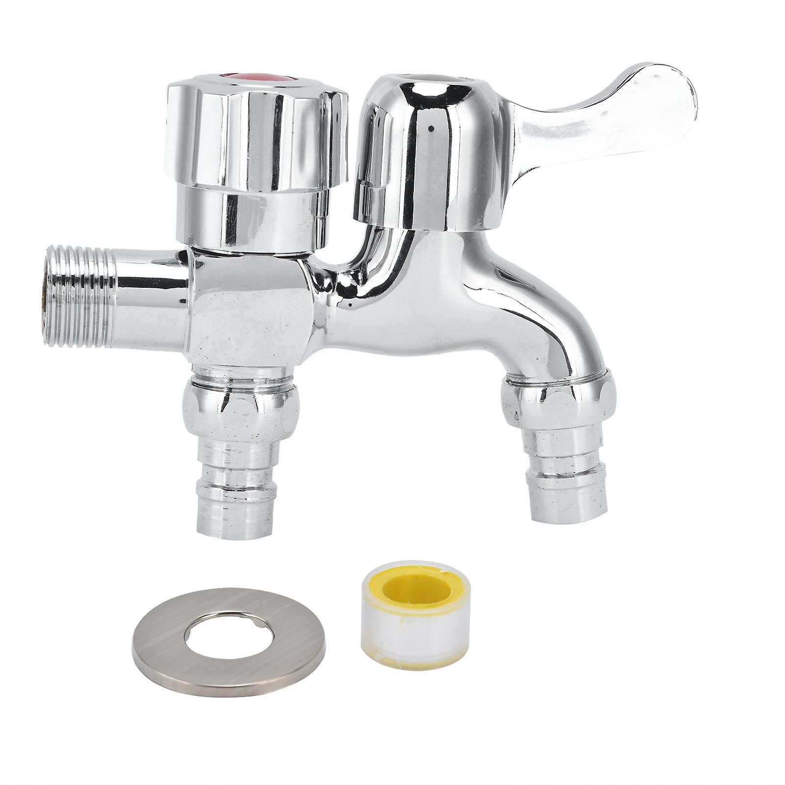 4 Way External Thread Double Tap Connector Drip Irrigation Accessories Durable Chrome Plated Multi-Way Hose Adaptor Suitable for Automatic Time