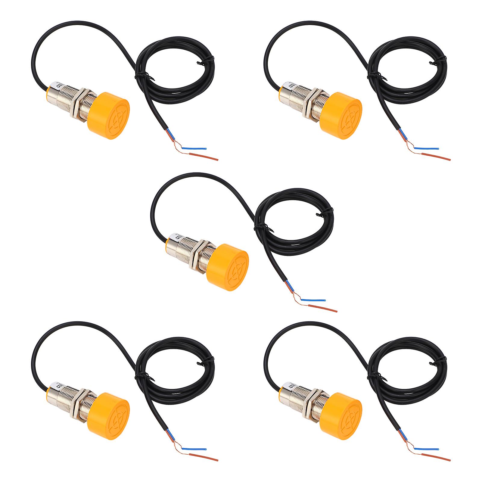 5 Pcs Proximity Switch PNP Normally Open 20mm Detection IP65 Waterproof Round Proximity Sensor Detector 90‑250VDC 
