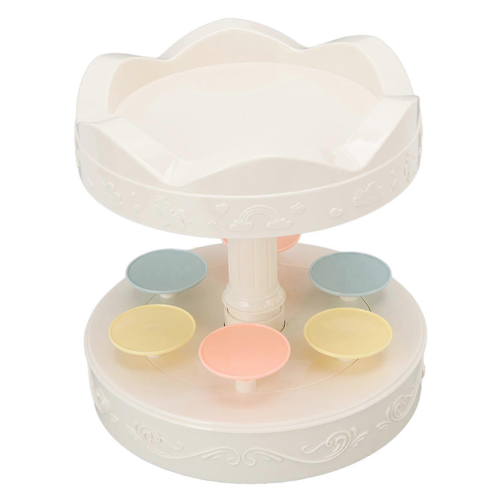 Rotating Dessert Machine Automatic Revolving Double Layer Dessert Display Stand Cupcake Display Plate