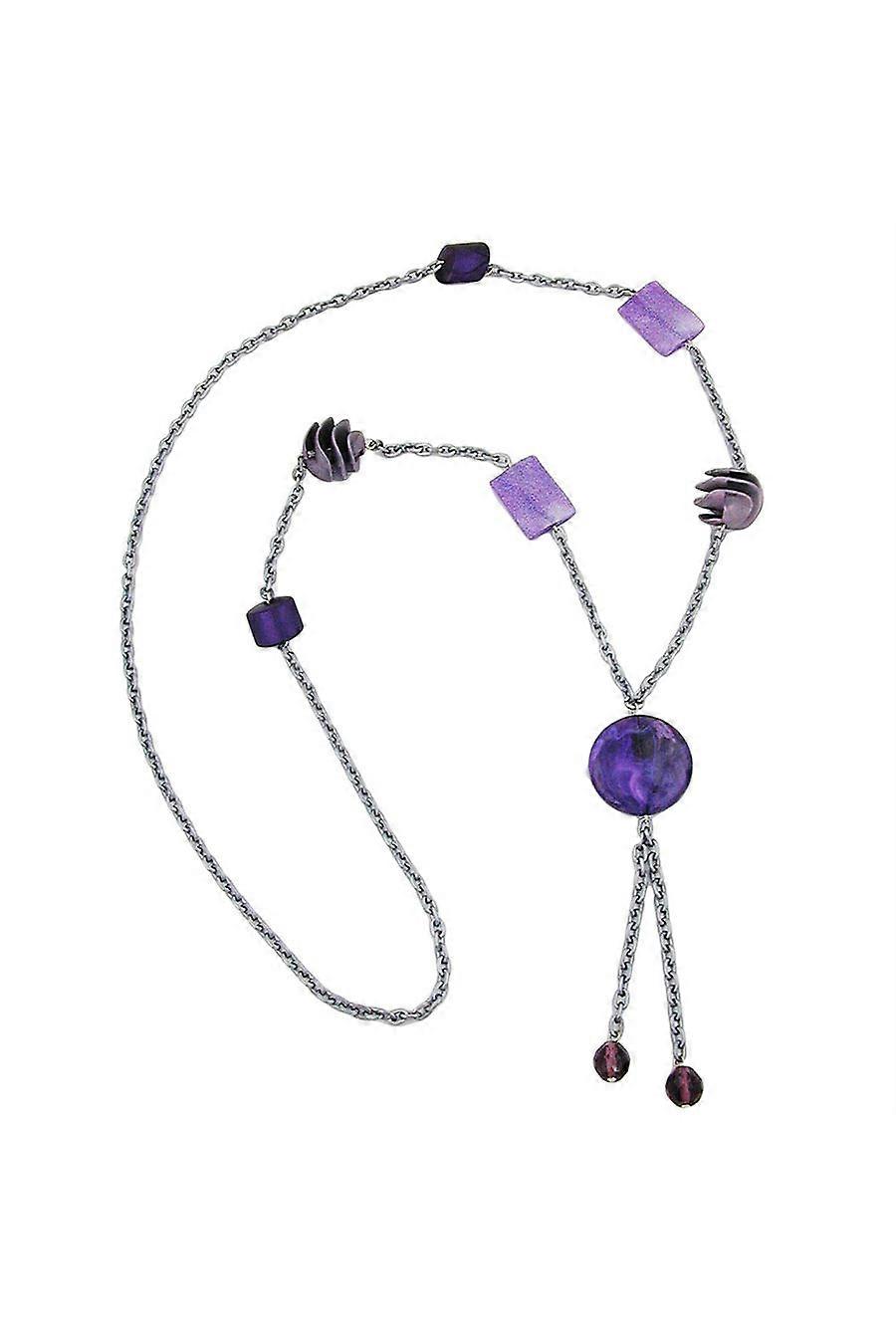 Necklace Beads Lilac-lavender-gray 95cm - Gl01990