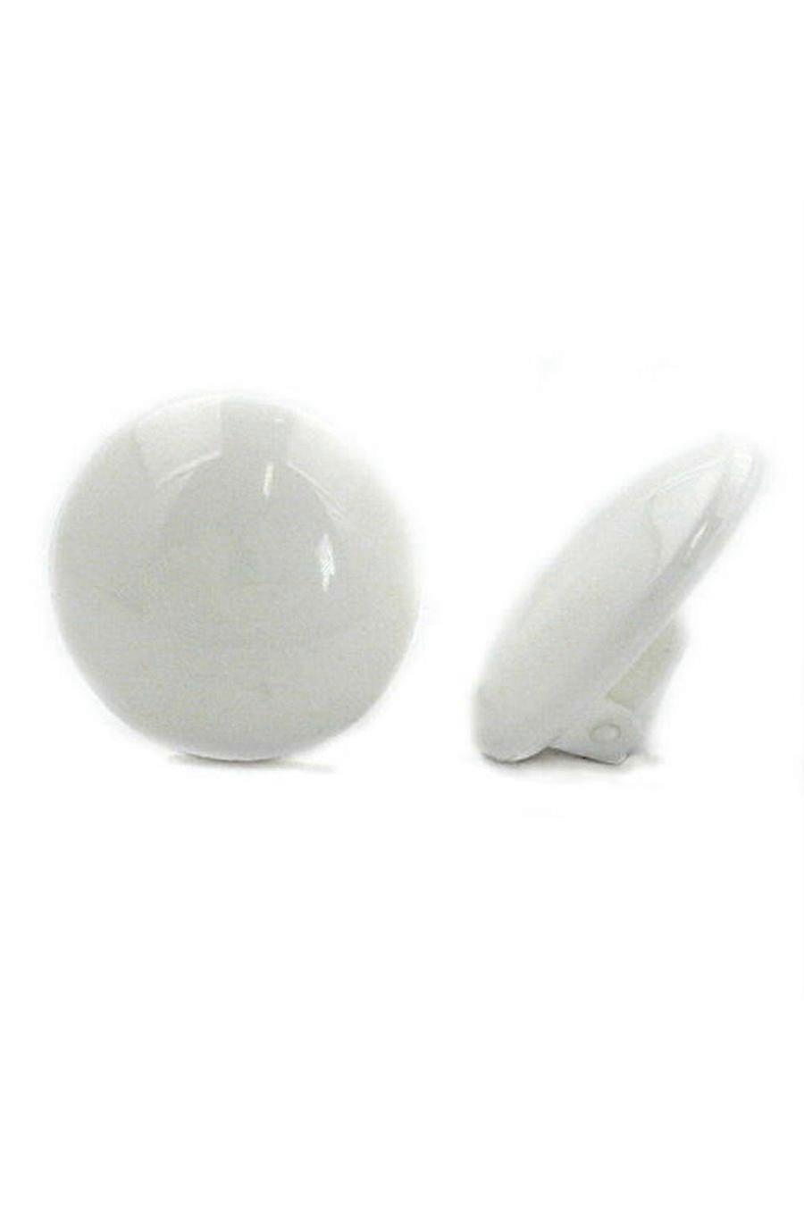Clip-on Earring Round And White Plastic - Gl01853