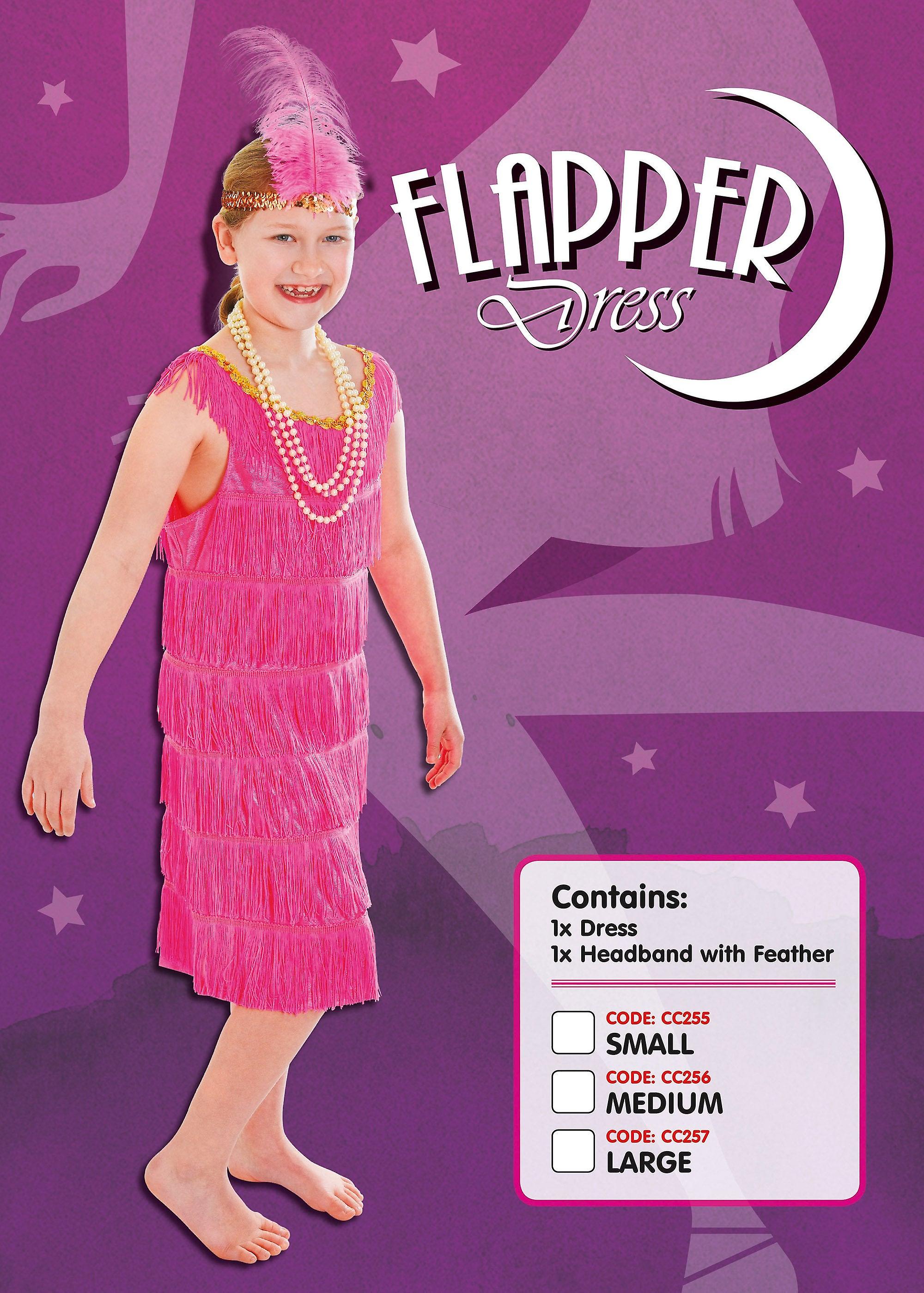 Vestido Flapper Disfraz Niño Rosa CC256