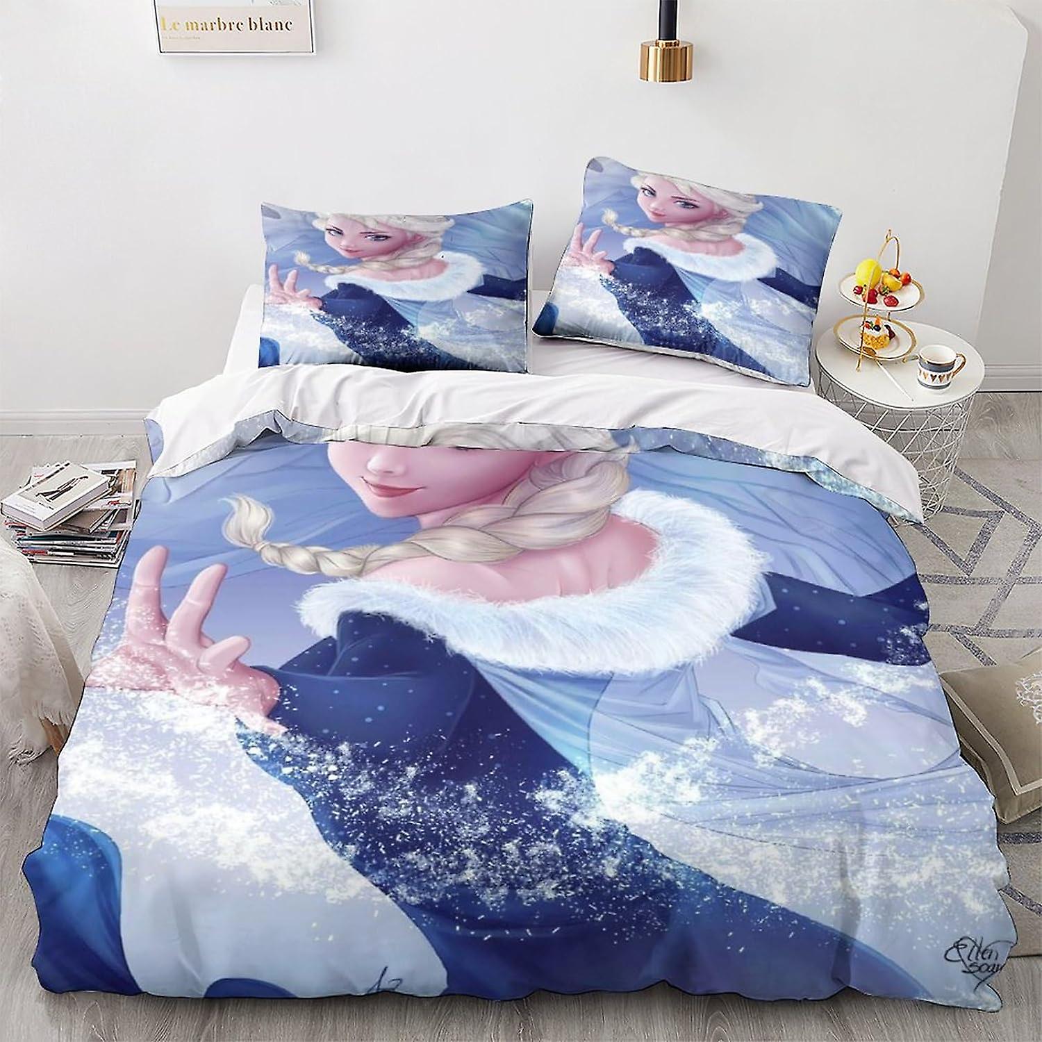 HOUKIG Frozen Duvet Cover Set Boys 3D Print Bedding Set Anime Characters Quilt Cover Decorative Microfiber Polyester Comforter Cover with Pillow Shams
