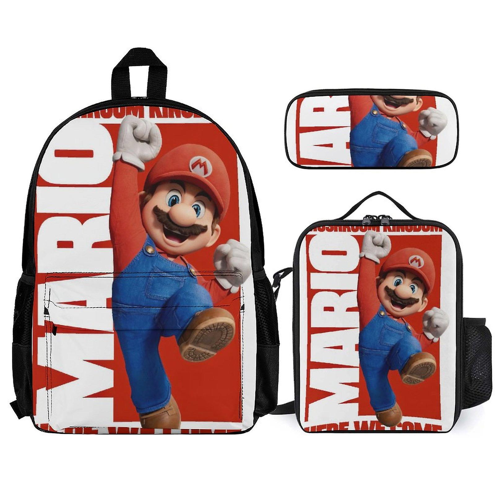 Super Mario Backpack Set, Backpack with Lunch Box And Pencil Case 3pcs Set