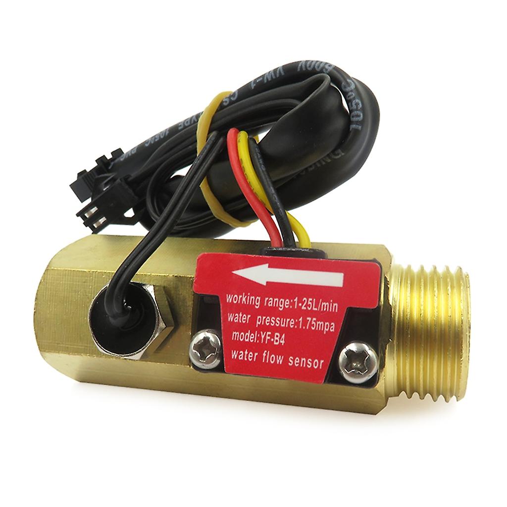 4 Points Hall Effect Flow Sensor Turbine Flowmeter 1-25L/Min Water Flow Sensor