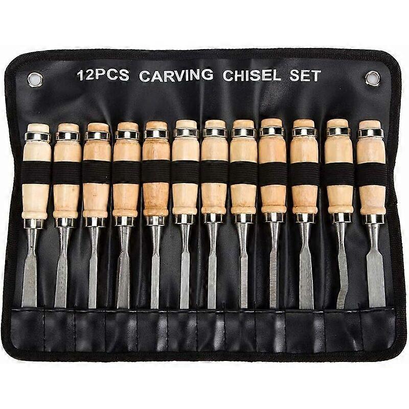 Professional Wood Scissors Set-Set of 12 Sharp Woodworking Tools with Carrying Case-Carpentry Carving Knife Kit Ideal for First Time Wood Sculpt Novic