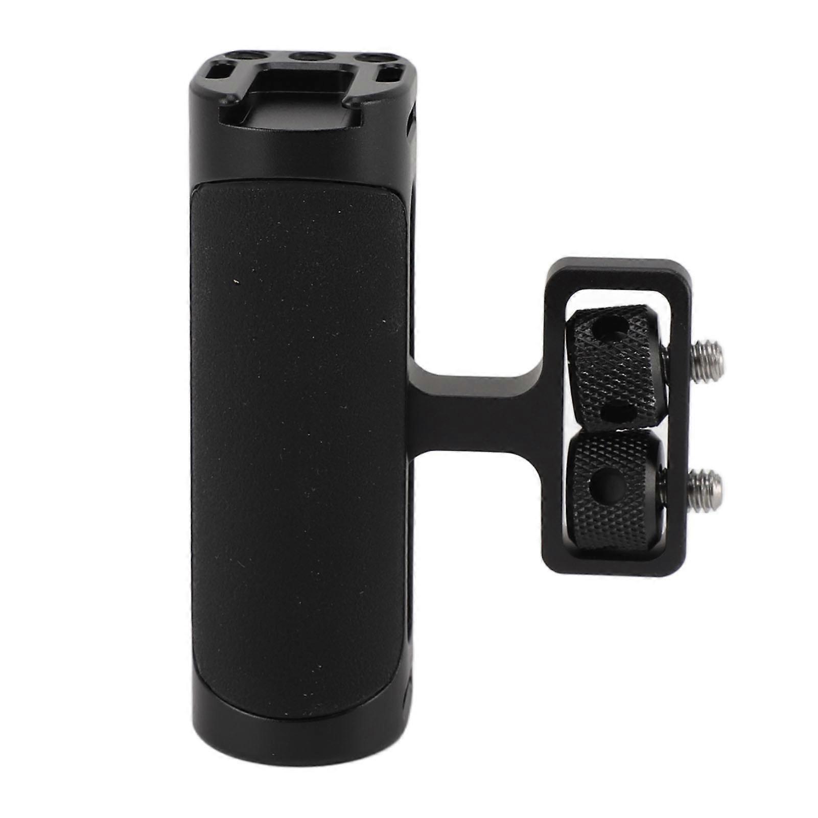 Camera Cage Side Handle Aluminum Alloy Silicone Universal Up and Down Adjustable Handle Grip with 1/4 Screw Cold Shoe Mount for Photography Black NO.1
