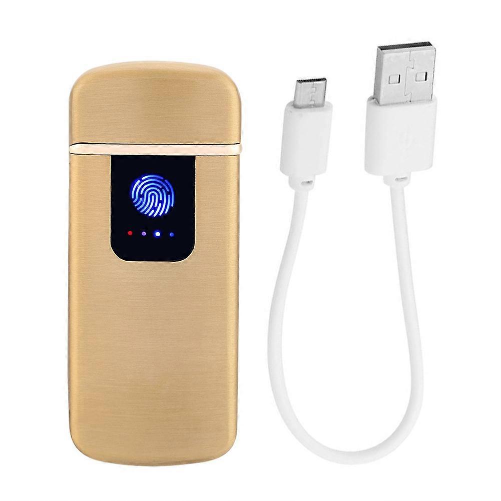 USB Rechargeable Touch Sensor Electric Windproof Cigarette Lighter Electricity Display (Golden)