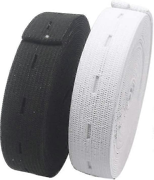 2 Packs Elastic Bands Spool Sewing Bands, Elastic Cord With Buttonhole (white And Black)