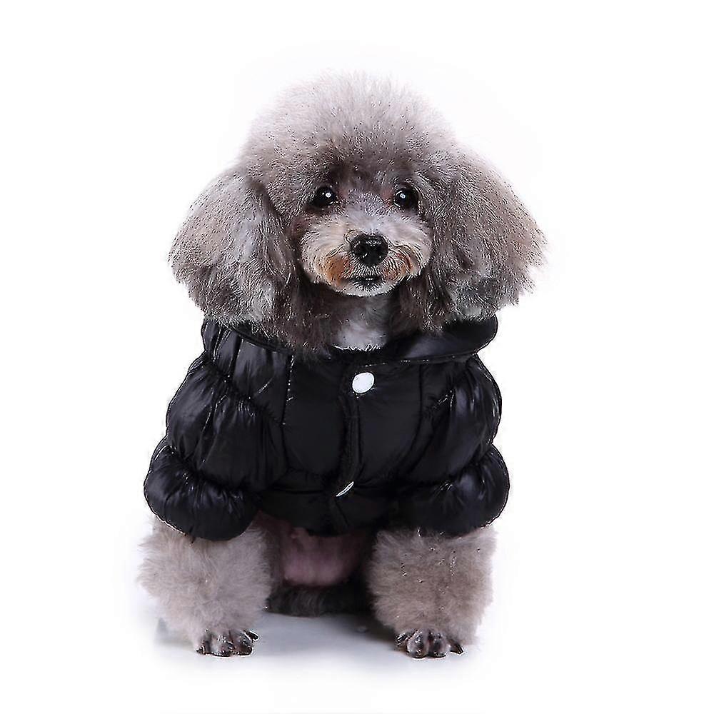 שמור חם מרופד מרופד למטה ז'קט, כלבלב בגדים לחיות מחמד מעיל מעיל שחור, גודל Xl