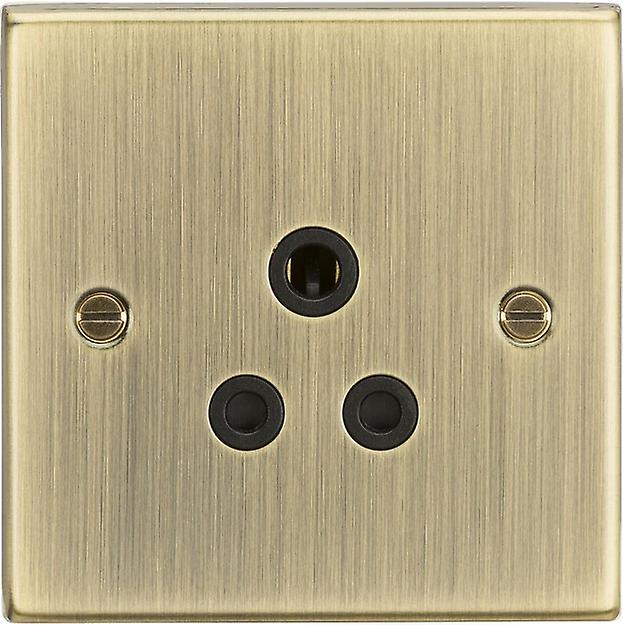 Knightsbridge 5A Unswitched Socket - Square Edge Antique Brass Finish with Black Insert - CS5AAB