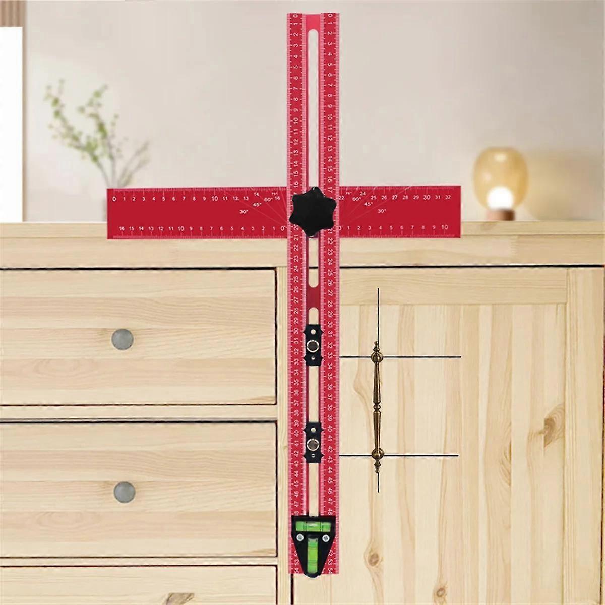 Adjustable 2-In-1 Drilling Positioning Ruler,Aluminum Cabinet Hardware ...