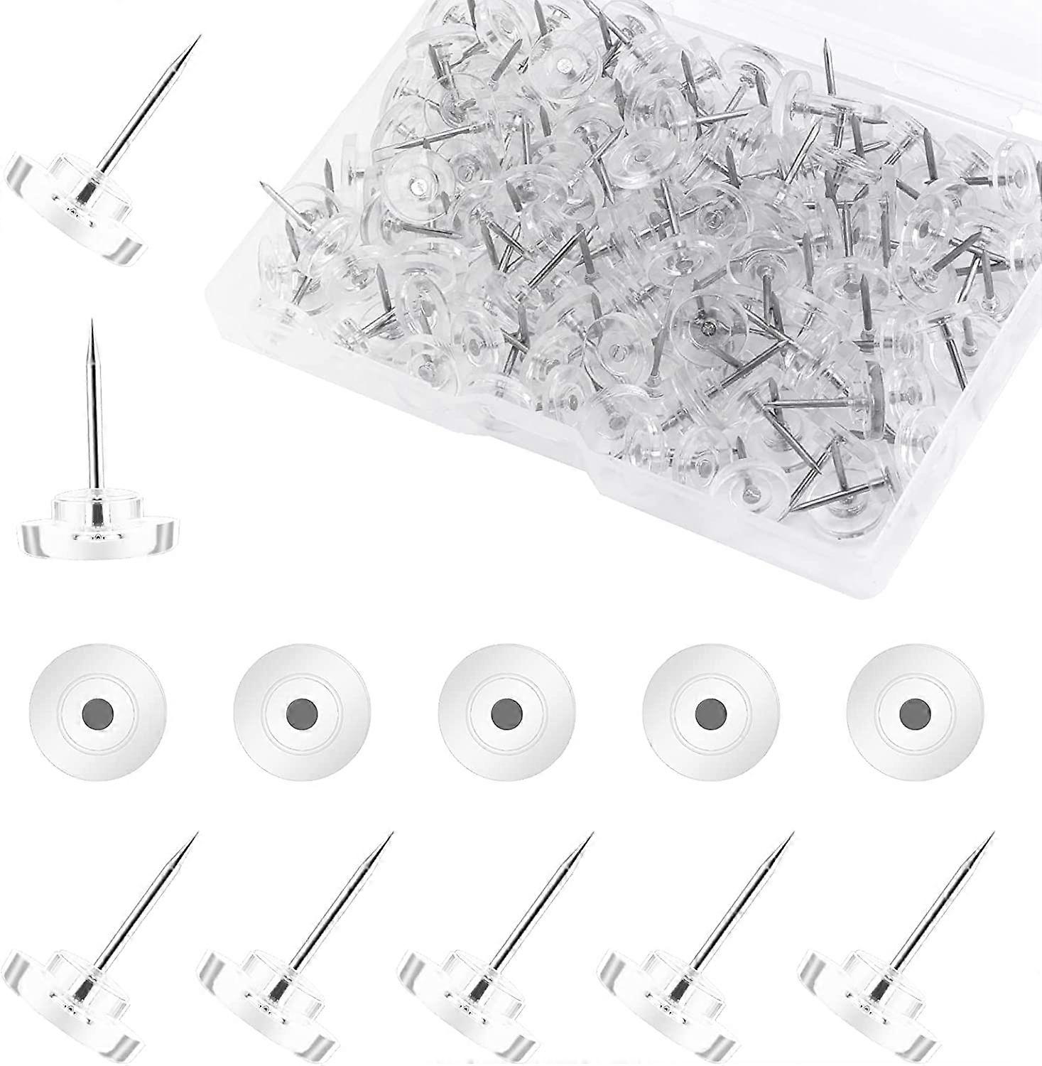 100 Plastic bedbugs, bugs with steel tips flat bugs for cork table plastic headpieces (transparent)