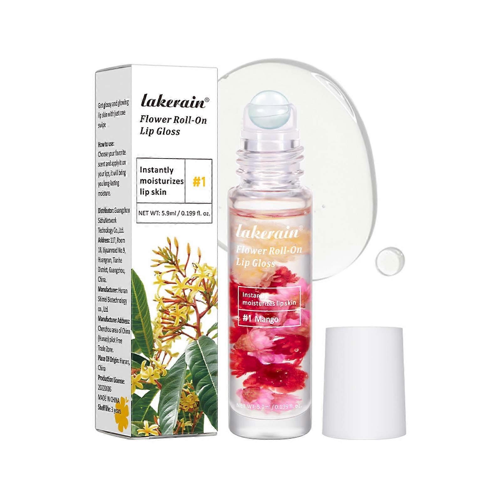 Roller Lip Oil for Moisturizing And Hydrating Flower-Infused Lip Gloss 5.9Ml