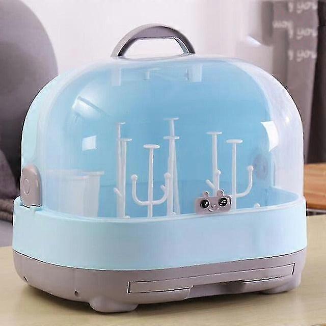 Portable kitchen bottle drying rack box with anti-dust cover large