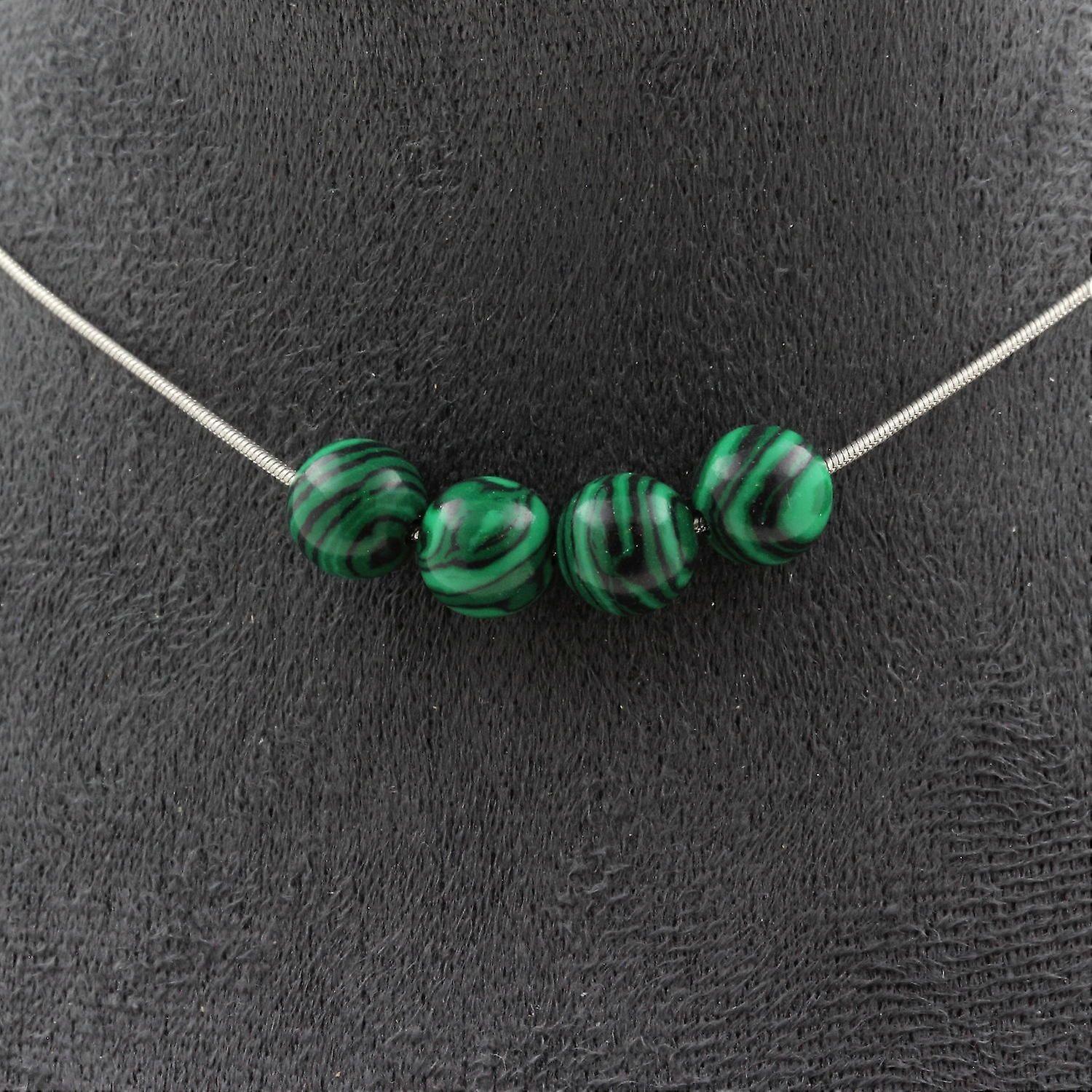 4 孔雀石珍珠项链（含树脂）8 毫米不锈钢链