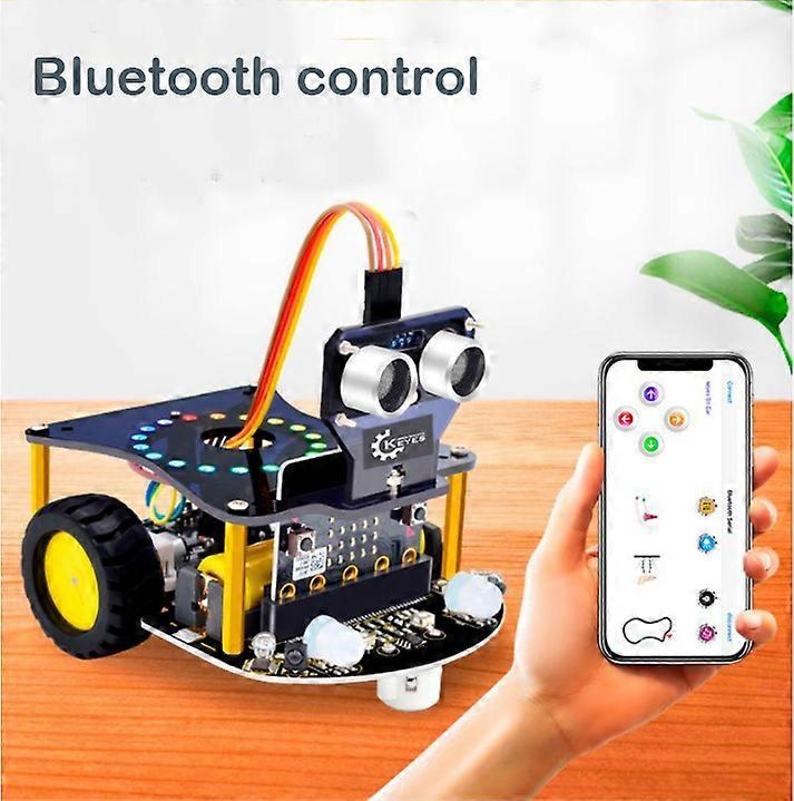 Microbit Robot Starter Kit med BBC Micro bit V2, støtte python / lage kode grafisk programmering, for barn Tenåringer STEM-utdanning