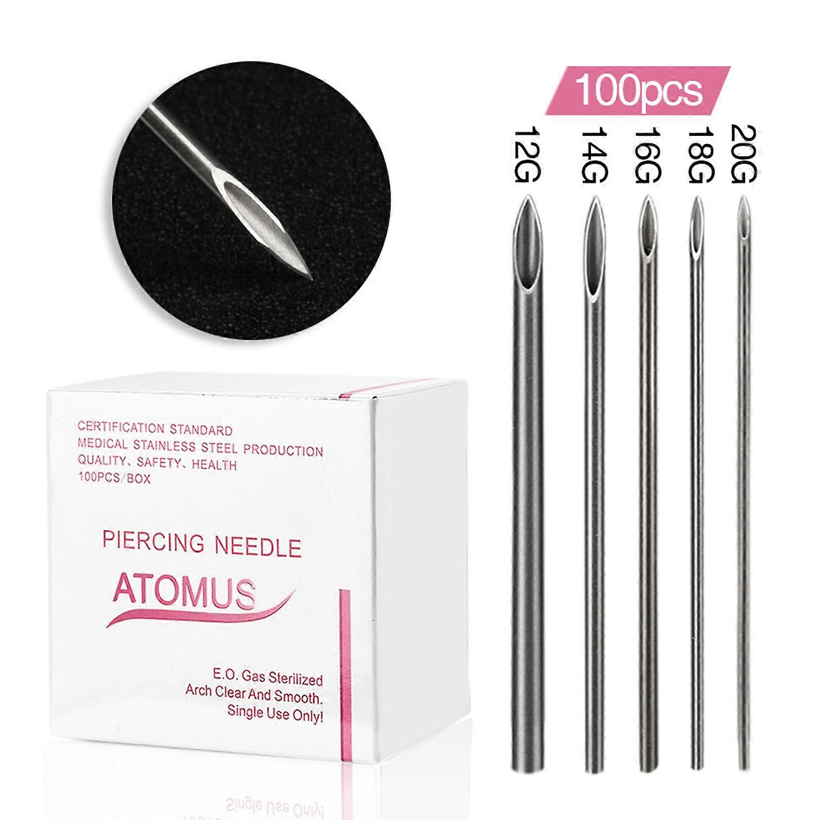 10 Piercing Nadeln 18G & 20G Edelstahl - Steril Für Ohr Nase Lippe