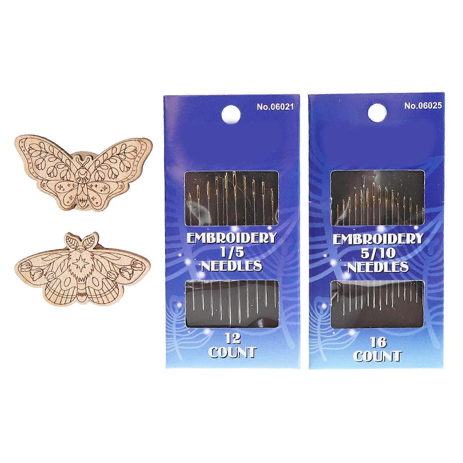 Needle Minder Butterfly Shaped Magnetic Needle Keeper and Embroidery Needles Set for Sewing Type 1 and 2