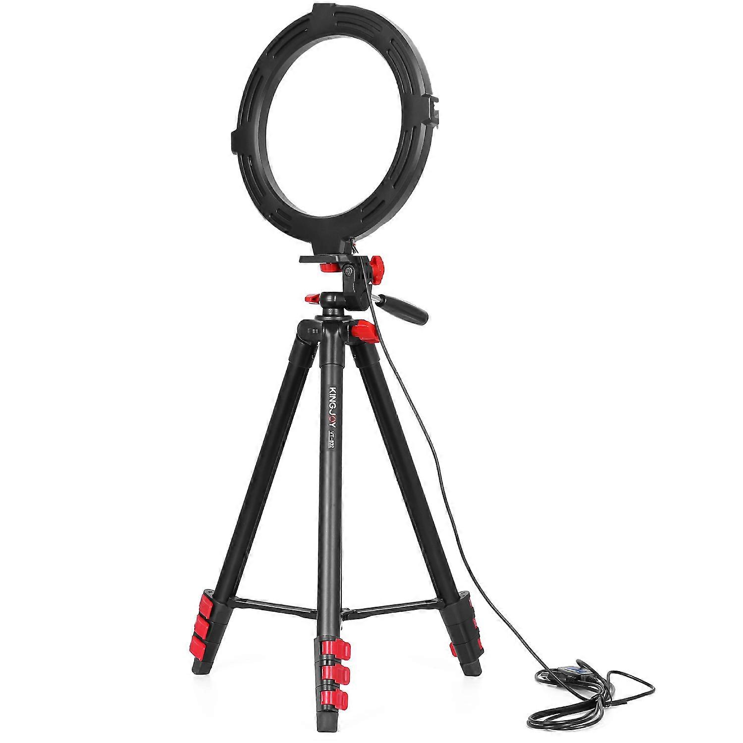 8 Inch Led Ring Light with Tripod Stand Retractable 4 Sections Tripod Kit for Live with 1/4-quot; Tripod Selfie Live Fill Lights Kit