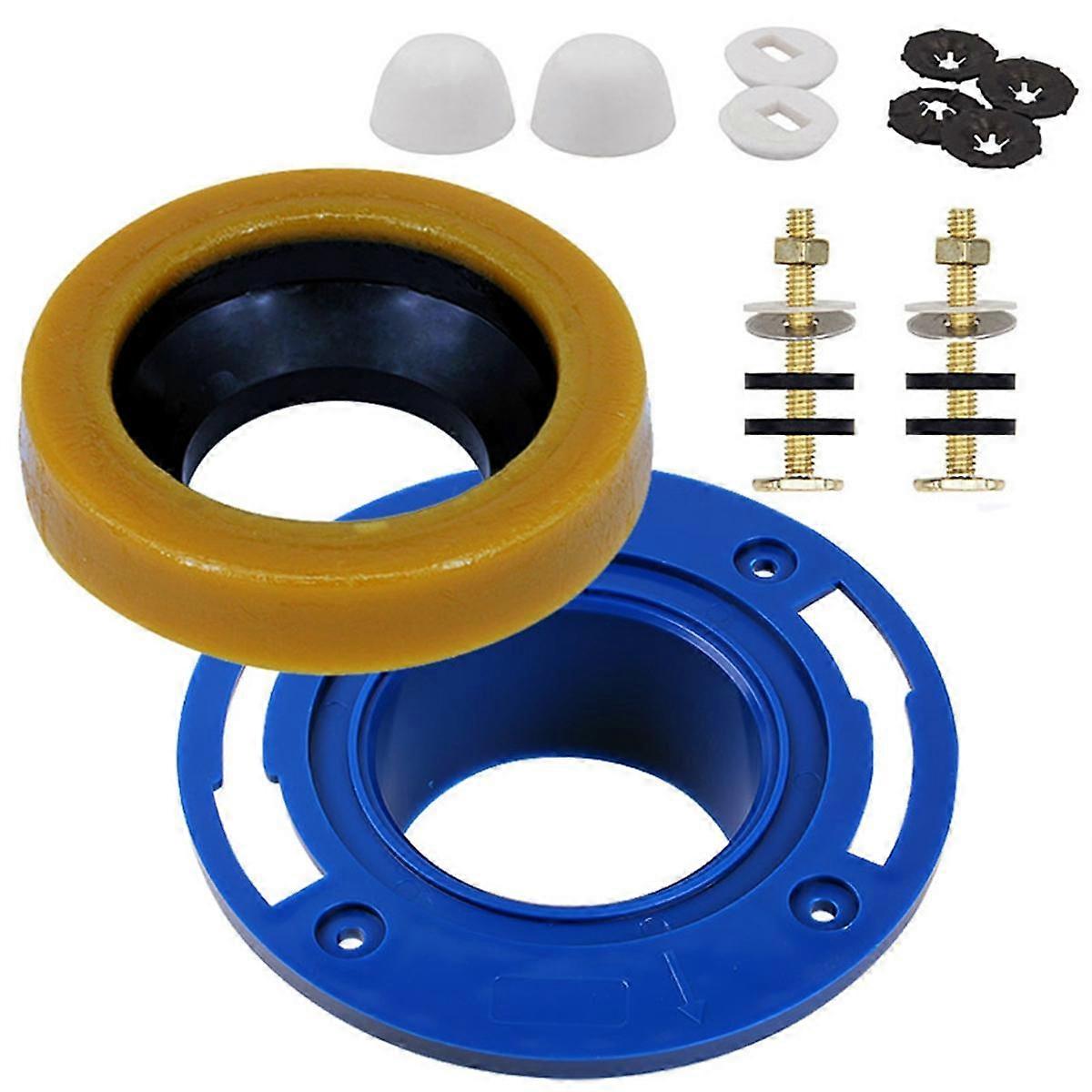 Toilet Flange with Wax Ring for Toilets Replacement Kit Includes Bolts PVC Toilet Flange Repair Kit