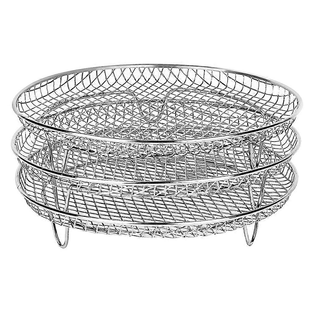 8-Inch 3-Layers Rack Stackable Grid Grilling Rack Stainless Steel Round Rack Kitchen Oven Cooker