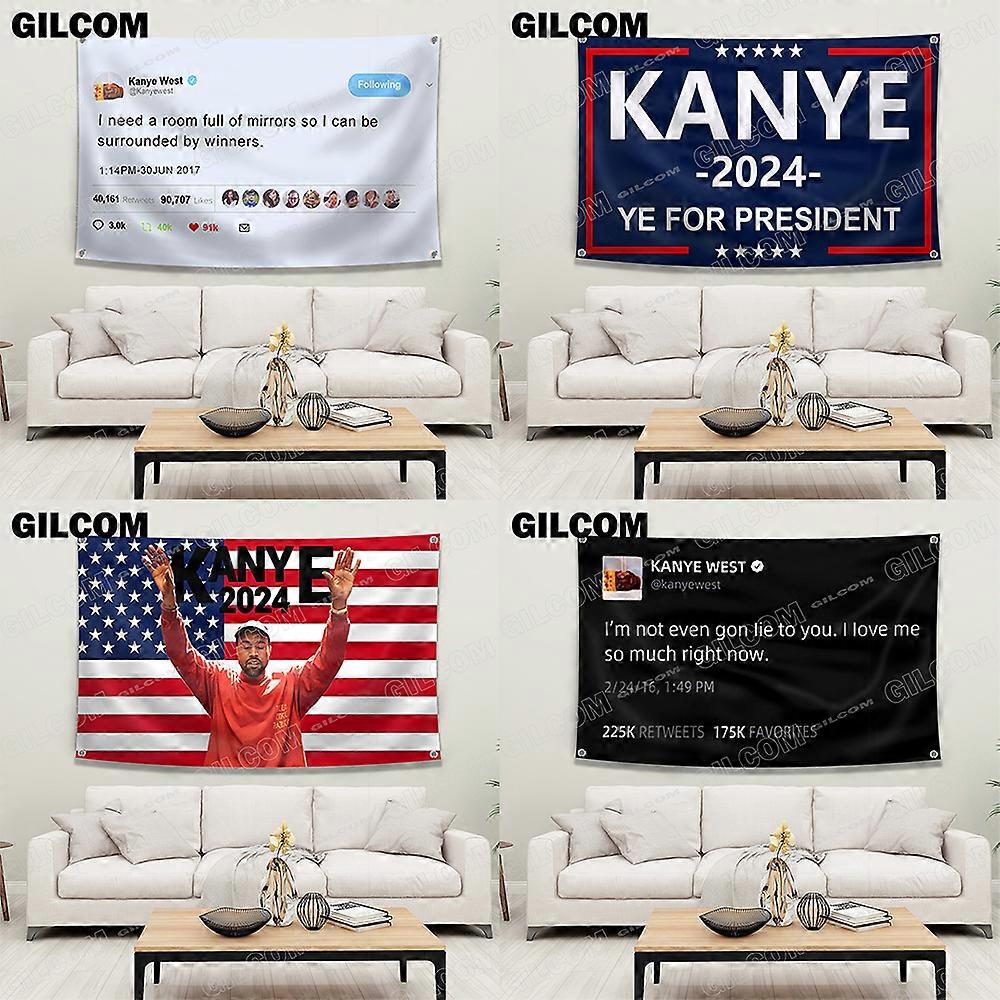 Kanye Flag American Hip Hop Rapper Singer Funny Tweet Poster Tapestry ...
