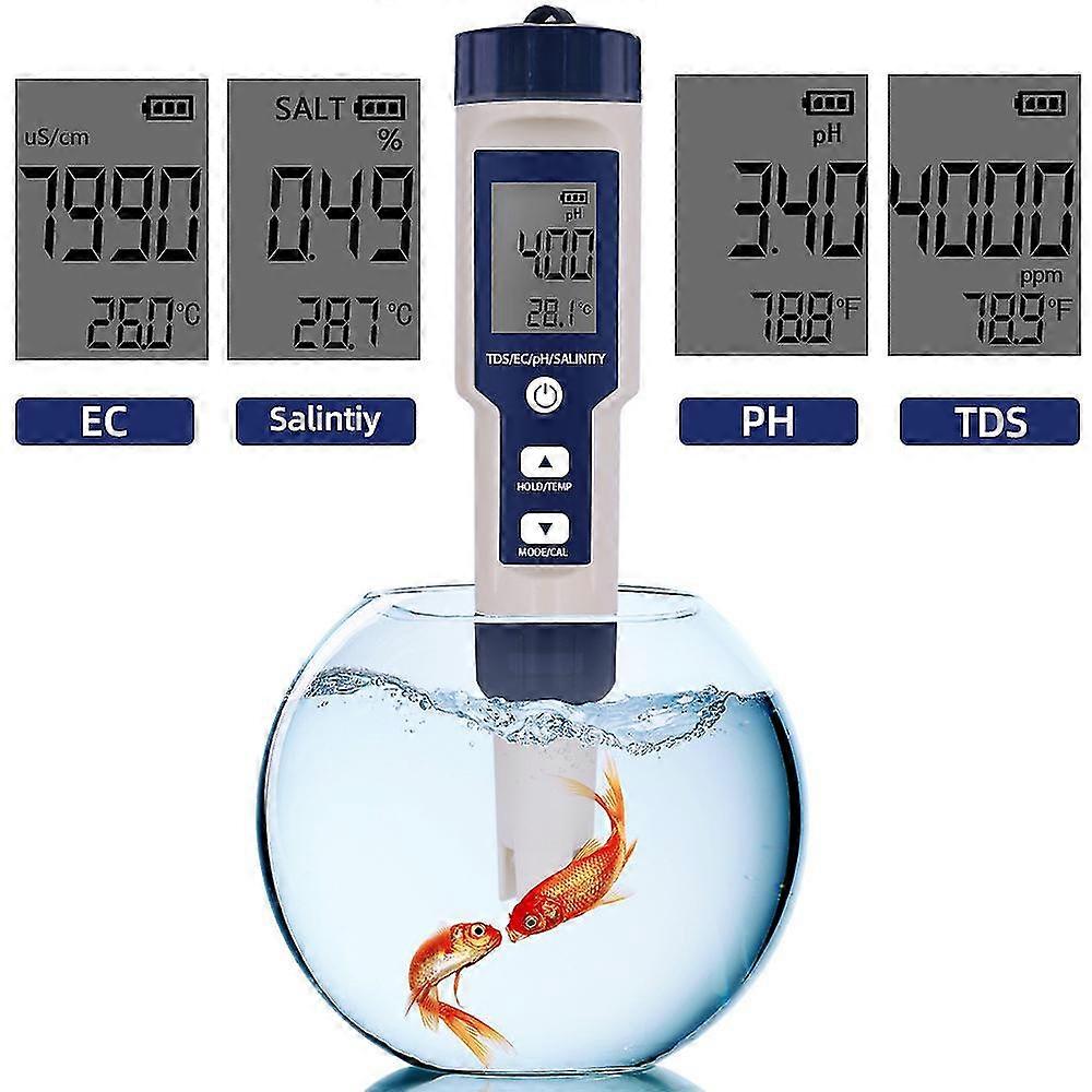 Starlight-5-in-1 Electronic Ph Meter, Measure Ph And Tds And Ec Salinity And Temperature Water Quality Tester, Lcd Display And Reading Accuracy, For D