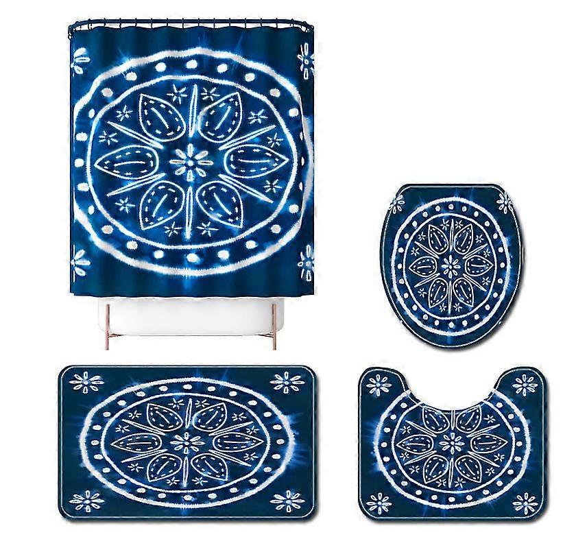 Mng Lining Print Bathroom Non-slip Mat Set