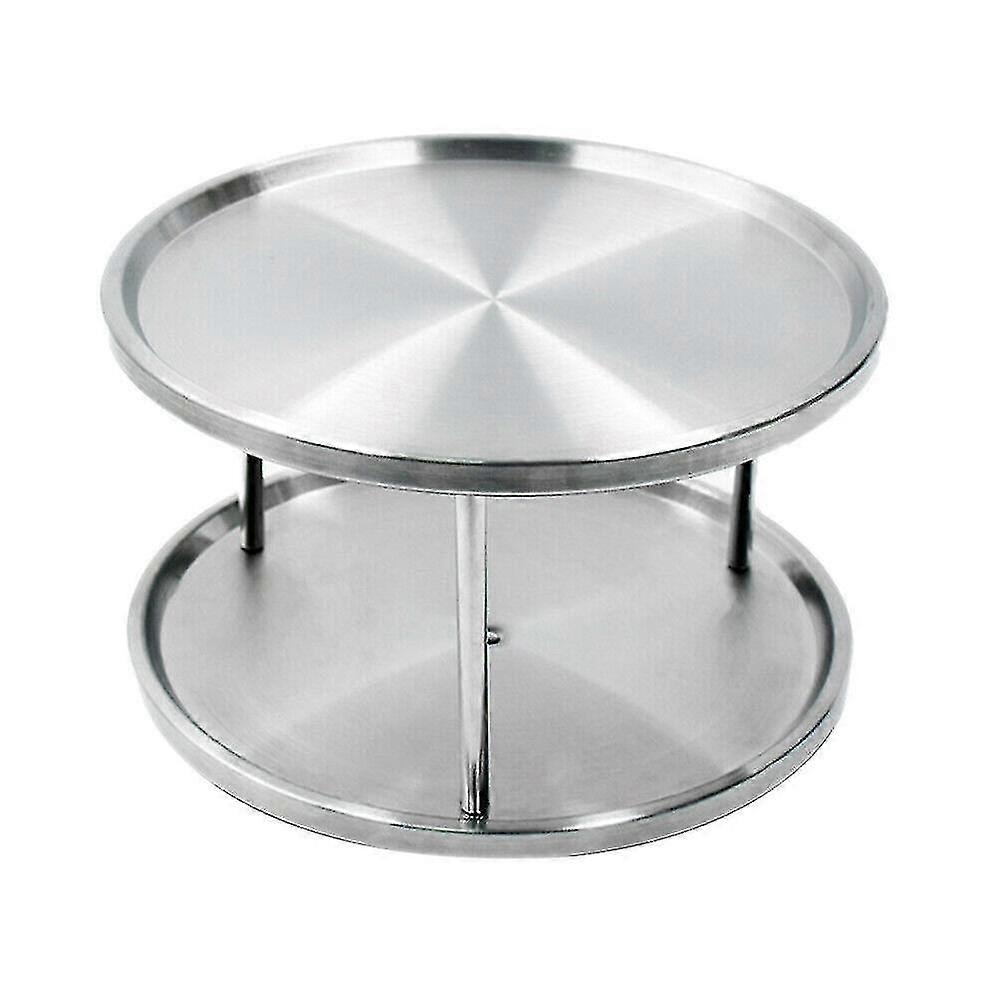 Stainless Steel Spice Rack Double-layer Turntable 360 Degree Rotating Organizer Tray For Kitchen