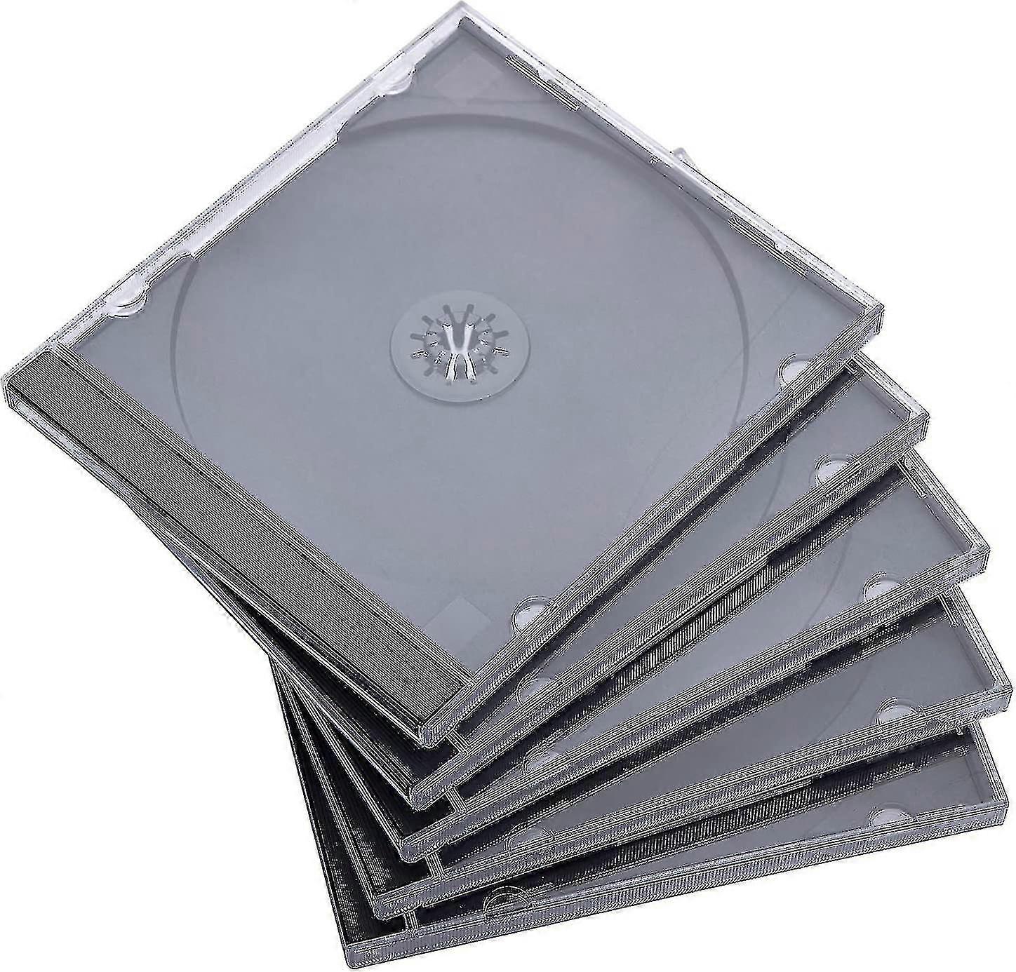 Otwoo 25 Pack Standard Single Clear Cd Case With Assembled Black Tray