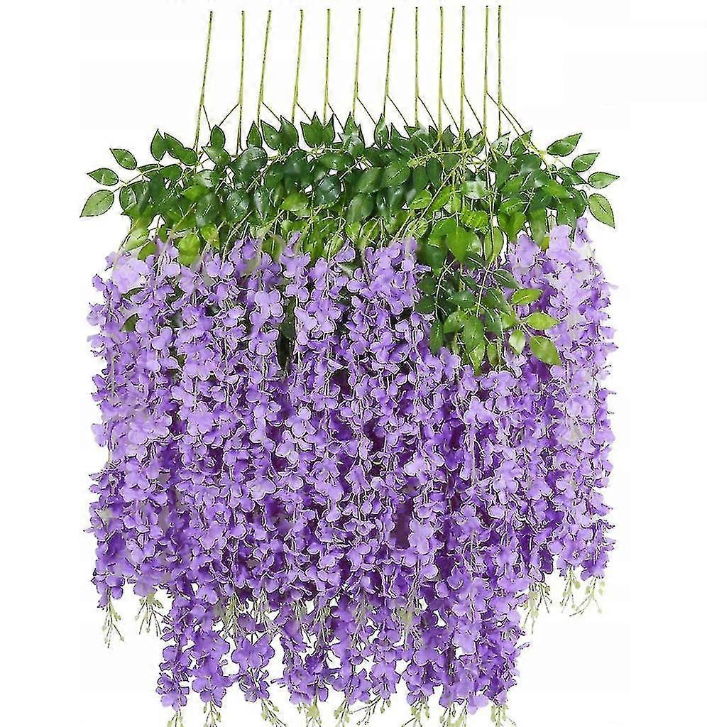 Artificial Flowers Fake Wisteria Simulation Vine,purple-niubi