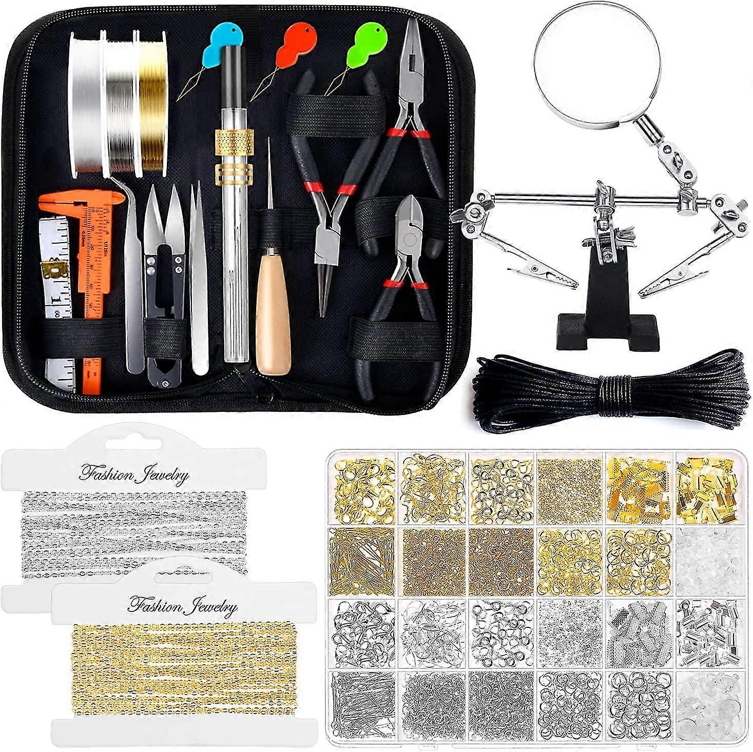 Smycken Making Kit Läderväska Verktygssats Underhållsassistent (svart tång) (3-H)