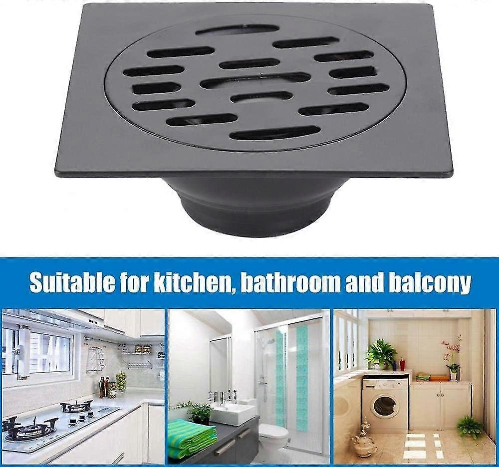 Square Stainless Steel Shower Drain With Removable Round Pattern Cover Rotating Floor Drain Anti-odor Bathroom Wide Caliber Catch Hair(common Floor Dr