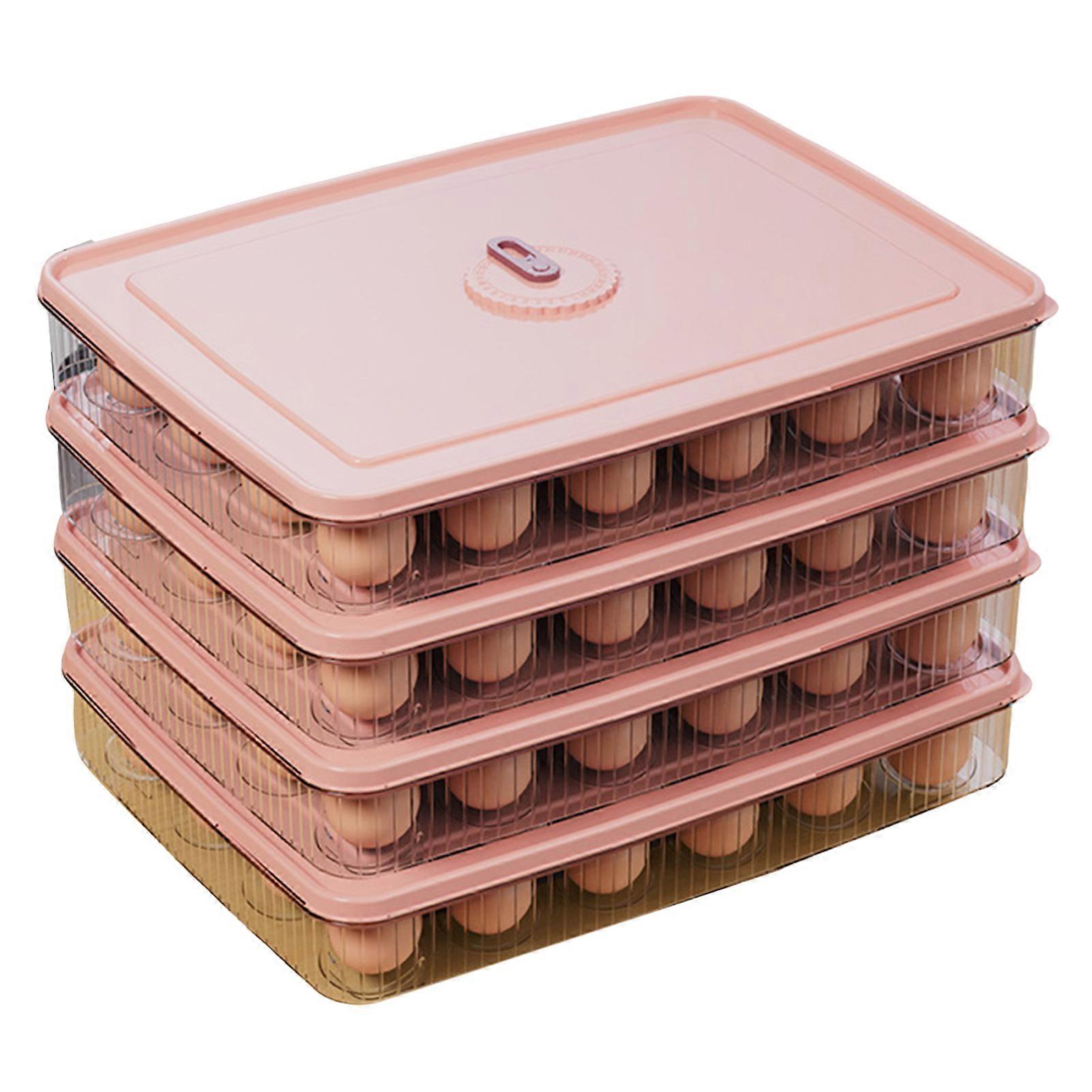 Egg Tray Storage Box Food Grade BPA Free Large-Capacity Transparent Design Stackable Refrigerator Egg Storage Box with Lid