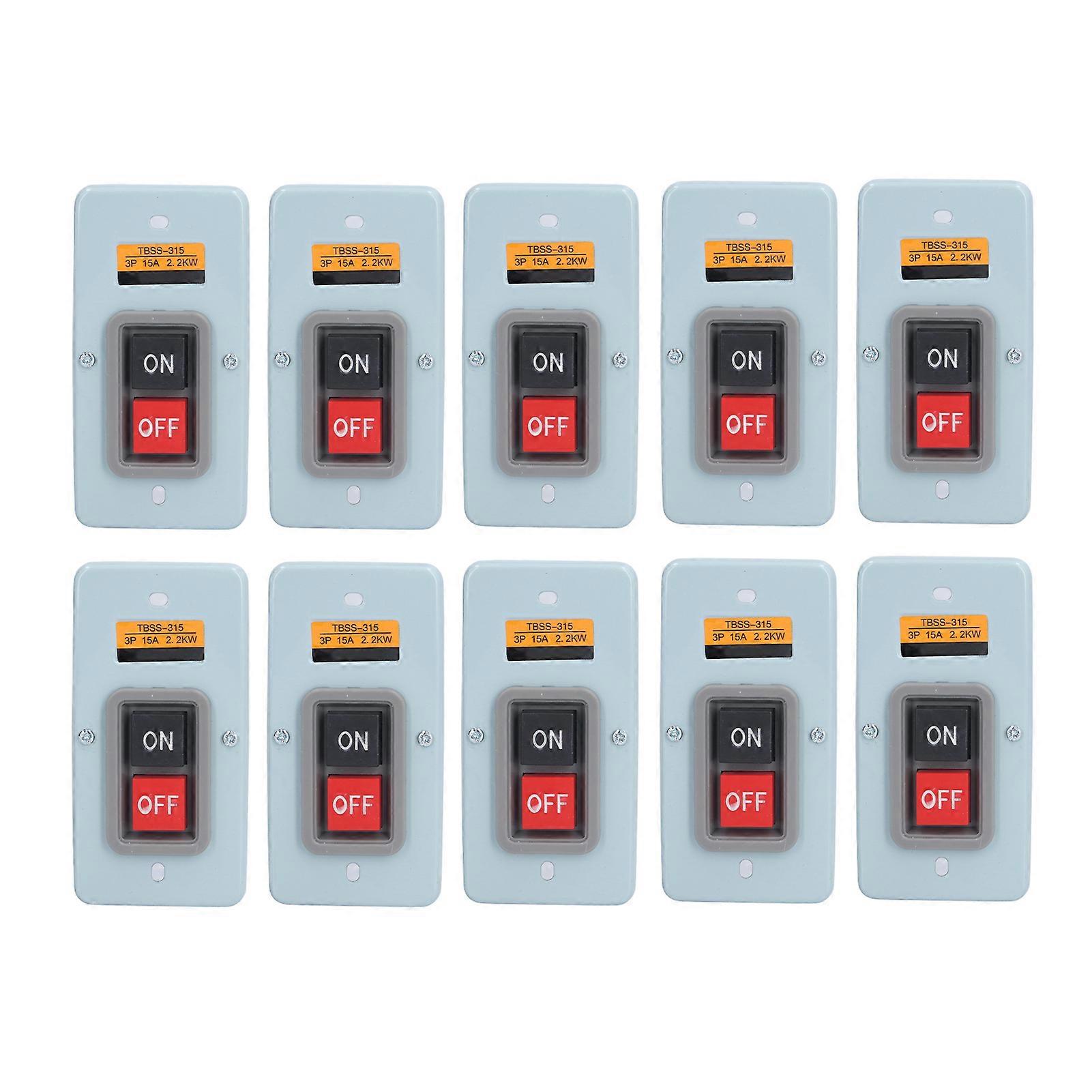 10pcs 3 Phase Motor Switch Brass Conductive Buried Type Sheet Metal Sealing Press Button for Distribution Boxes