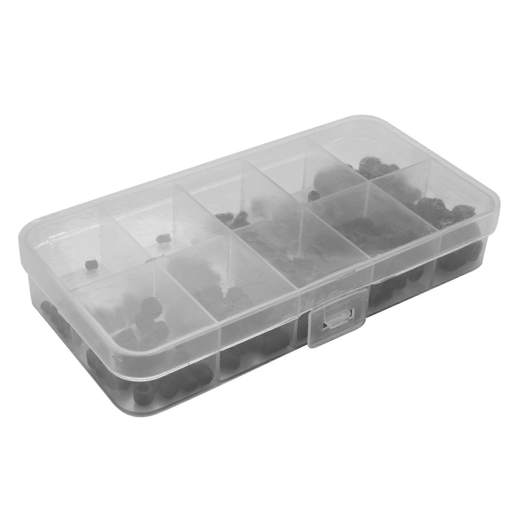 200PCS M6 M8 Hex Head Socket Hex Grub Screw Set Assortment Kit(Black Alloy Steel)
