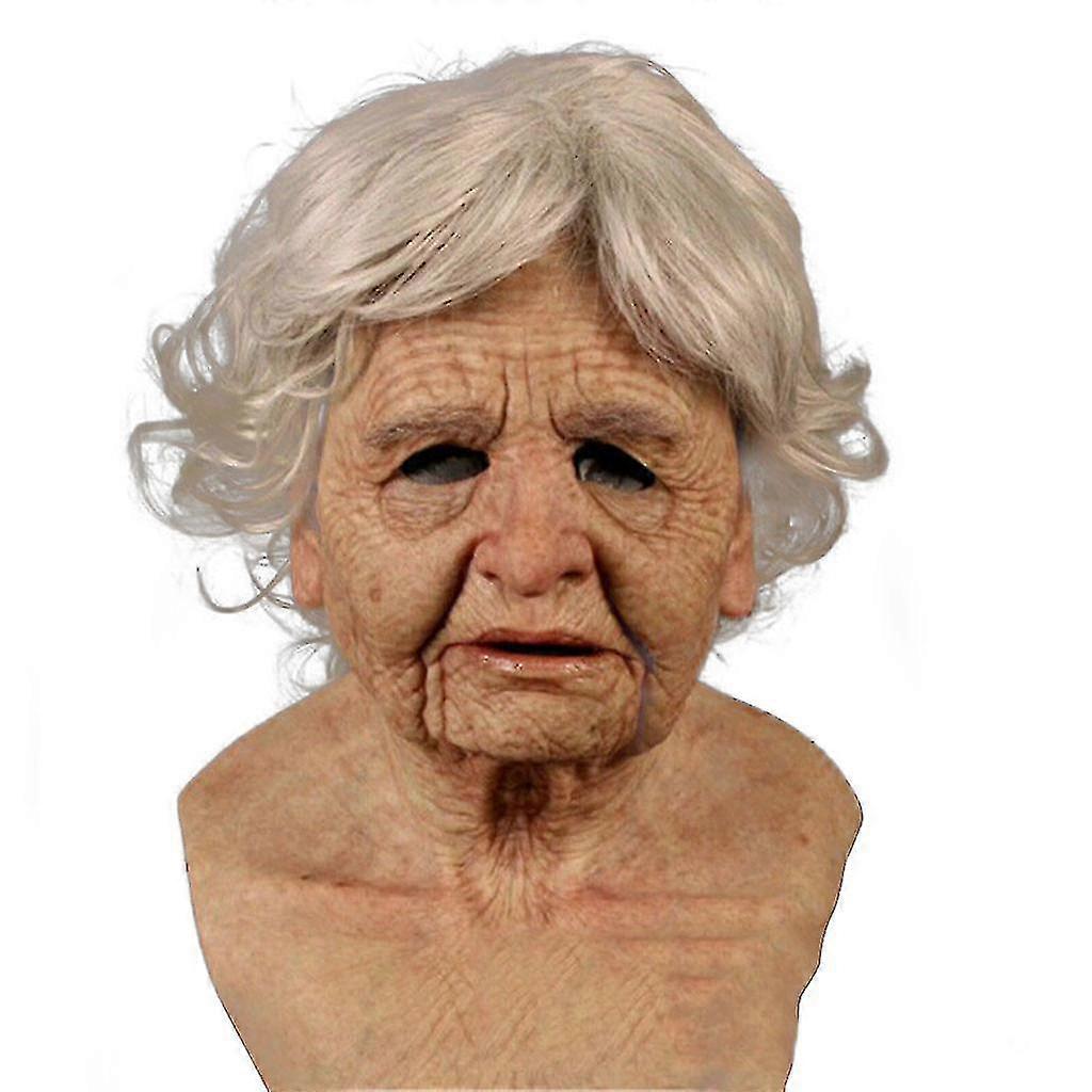 Old Woman Mask Halloween Creepy Wrinkle Mask Latex Cosplay Party Prop