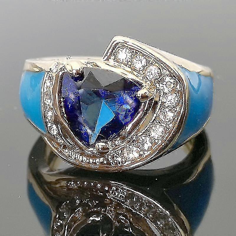 Mode Triangle Bleu Zircon Star Gold Bague