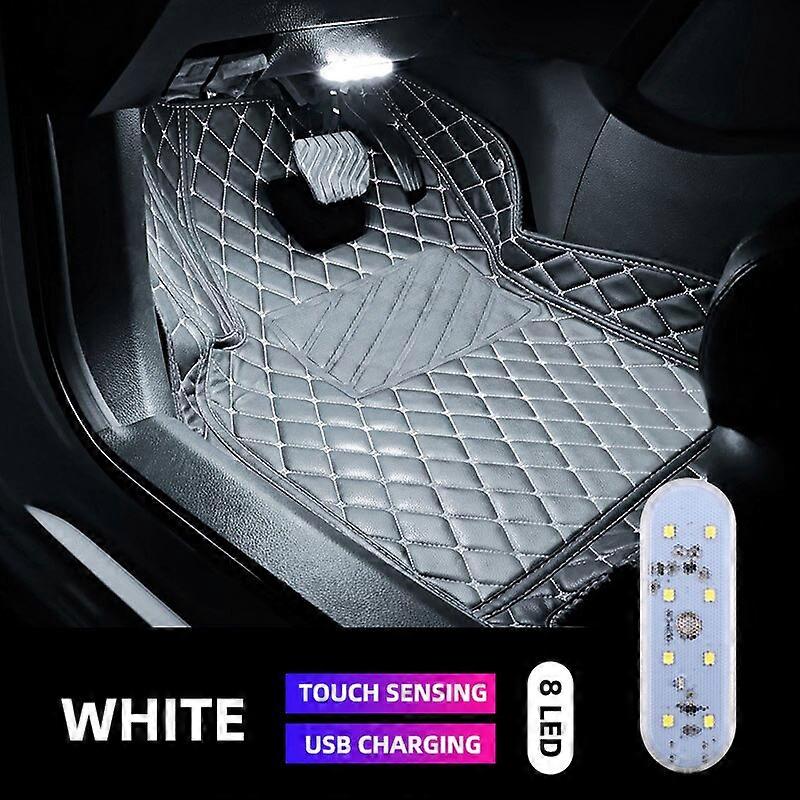 1pcs Touch Sensor LED 8 LED Ambient Light Car Interior Roof Reading Lamp Wireless USB Rechargeable Atmosphere Light